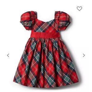 Janie & Jack - size 8 Bradbury Red Plaid Puff Sleeve Dress - red & green - Sz 8